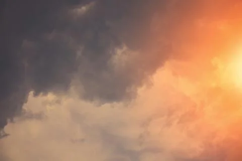 Nature background. Fluffy soft clouds in sky toned. Stockillustratie