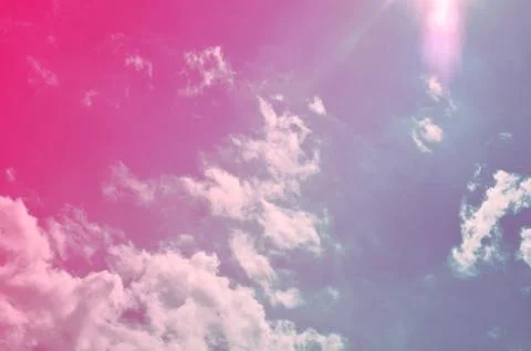 Nature background. Fluffy soft clouds in sky toned. Stockillustratie