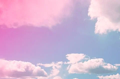 Nature background. Fluffy soft clouds in sky toned. Stock Illustration