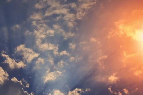 Nature background. Fluffy soft clouds in sky toned. Stock Illustration