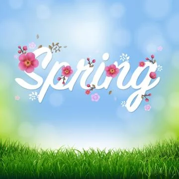 Nature Background With Grass Border And Text Spring Stock Illustration