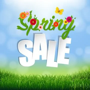 Nature Background With Grass Border And Text Spring Stock Illustration