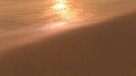 Nature background. Ocean beach waves on beach at sunset. Evening beautiful Stock Footage 58252732