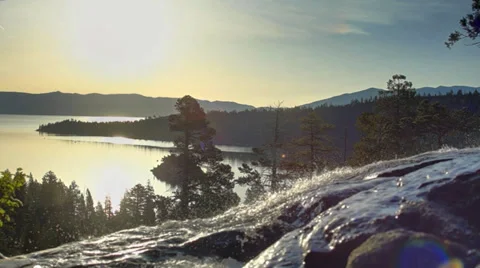 Nature Backgrounds - Eagle Falls and Emerald Bay, Lake Tahoe Stock Footage 38915699
