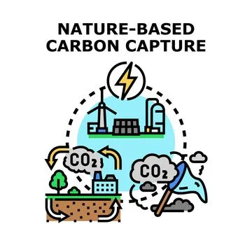 Nature based carbon capture and climate change solution concept Stock Illustration