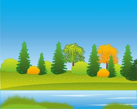 Nature beside yard Stock Illustration