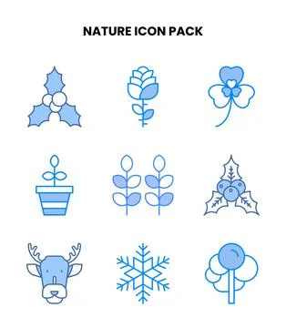 Nature Blue Set Icons Pack Illustrazione stock