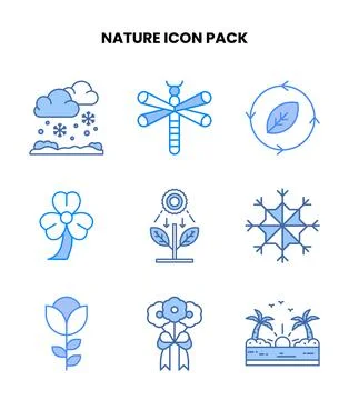 Nature Blue Vector Icons Pack Illustrazione stock