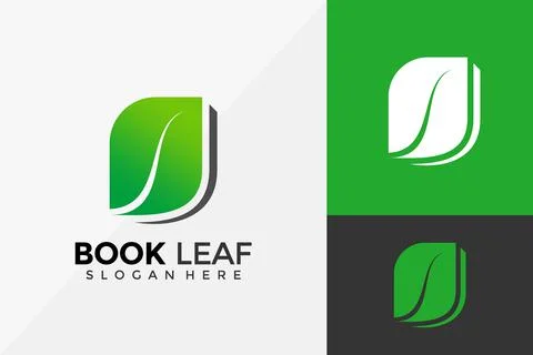 Nature Book Leaf Logo Design, Modern Logo Designs Vector Illustration Templat Stockillustratie
