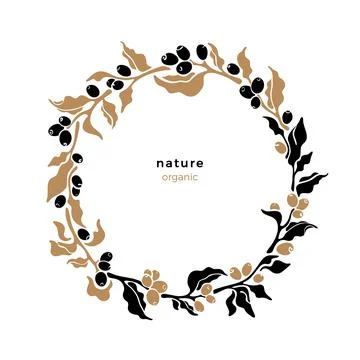 Nature border. Vector branch, berry Organic symbol Stock Illustration