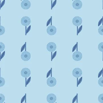 Nature botanic seamless pattern with hand drawn geometric daisy abstract shap Stock Illustration