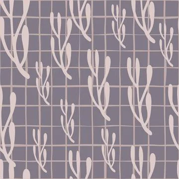 Nature botanic seamless pattern with random branches minimalistic shapes. Pur Stock Illustration