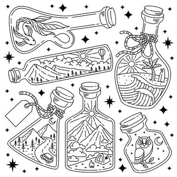 Nature in a bottle illustration vector Stock Illustration