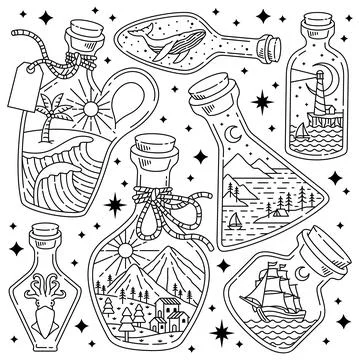 Nature in a bottle illustration vector Stock Illustration