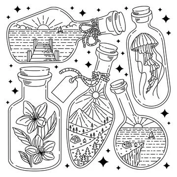 Nature in a bottle illustration vector Stock Illustration