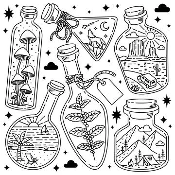 Nature in a bottle illustration vector Stock Illustration
