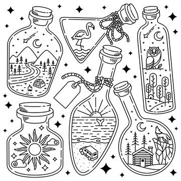 Nature in a bottle illustration vector Stock Illustration