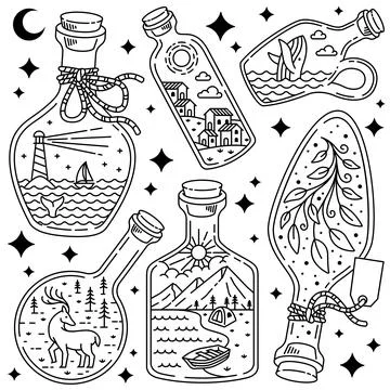 Nature in a bottle illustration vector Stock Illustration