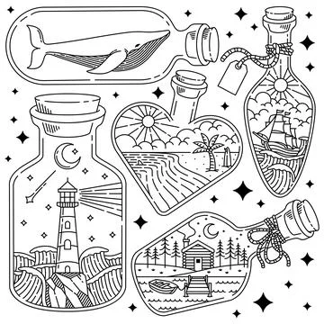 Nature in a bottle illustration vector Stock Illustration