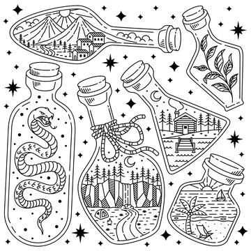 Nature in a bottle illustration vector Stock Illustration