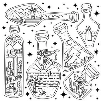 Nature in a bottle illustration vector Stock Illustration