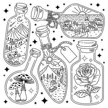 Nature in a bottle illustration vector Stock Illustration
