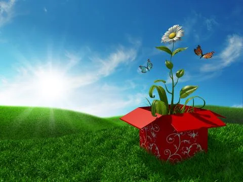 Nature from a box Stock Illustration