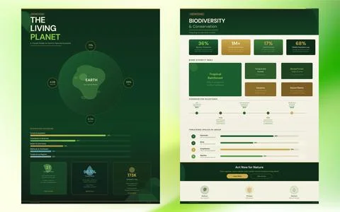 Nature Brochure A4 Set Vector Organic Green Eco Design Stock Illustration