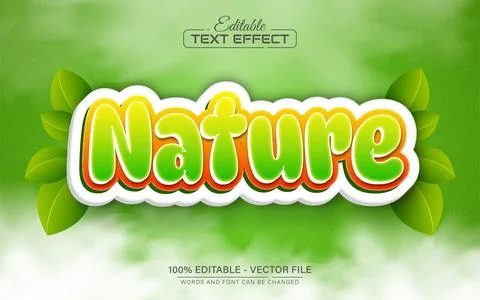 Nature cartoon 3d text effect editable Stock Illustration