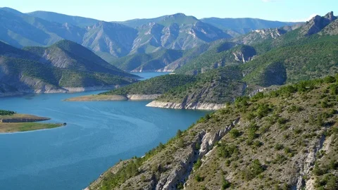 Nature of clean Vardar River in tranquil idyllic scene, Macedonia Stock Footage 119884744