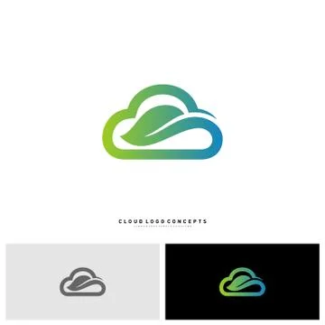Nature Cloud Logo Design Concept Vector. Cloud with Leaf Logo Template Vector Stock Illustration