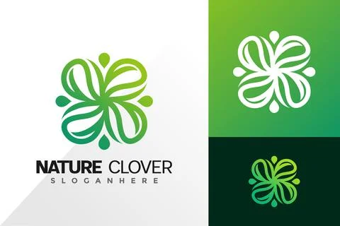 Nature clover logo vector design. Abstract emblem  designs concept  logos  lo Stock Illustration