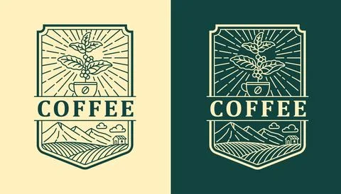 Nature coffee line art vector design template Stock Illustration