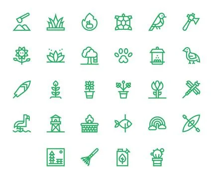 Nature Complete Vector Package with 28 128x128 Bold Line Detail Enhanced Icon Stock Illustration