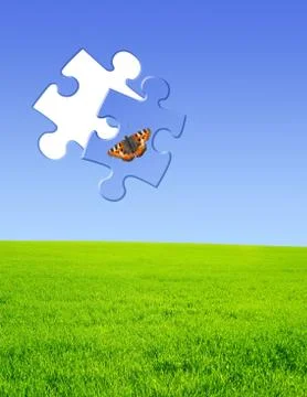 Nature concept - 3d puzzles Stock Illustration