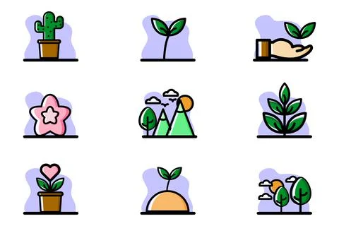 Nature Conceptual Icon Set Vector Illustration Design Stock Illustration