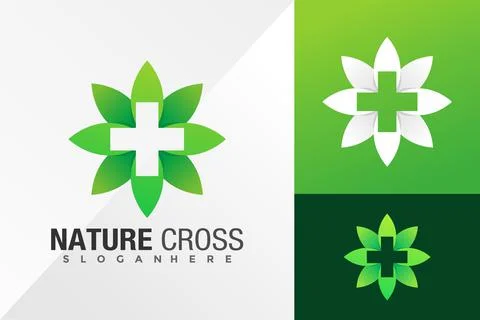 Nature Cross Logo Design Vector illustration template Stock Illustration