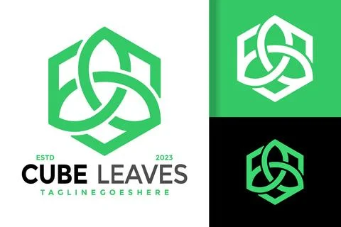 Nature Cube Leaf Logo Logos Design Element Stock Vector Illustration Template Stock Illustration