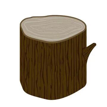Nature cutted tree trunk timber with growth rings cartoon illustration Illustrazione stock