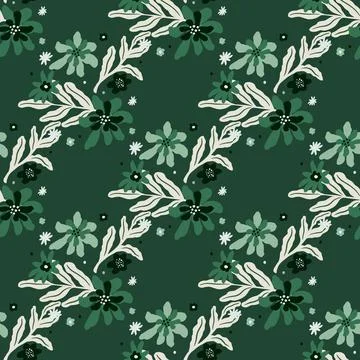 Nature decorative seamless pattern with abstract creative branches and flower Stock Illustration
