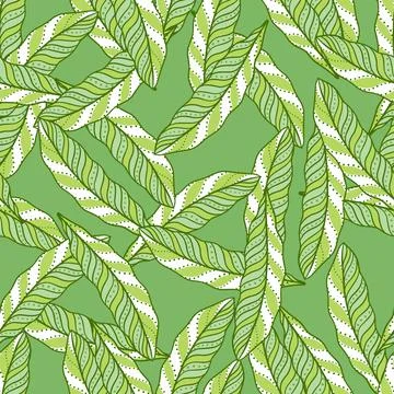 Nature decorative seamless pattern with doodle random abstract leaf shapes. G Stock Illustration