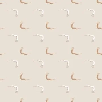 Nature decorative seamless pattern with doodle snakes elements. Light grey ba Stock Illustration