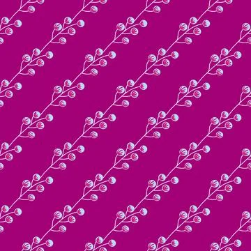 Nature diagonal berry elements seamless pattern in doodle style. Wild forest  Stock Illustration