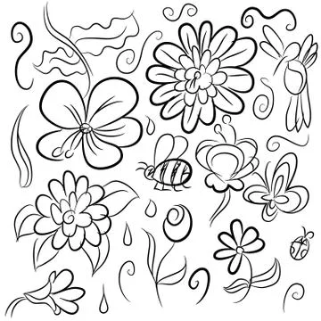 Nature drawings Stock Illustration