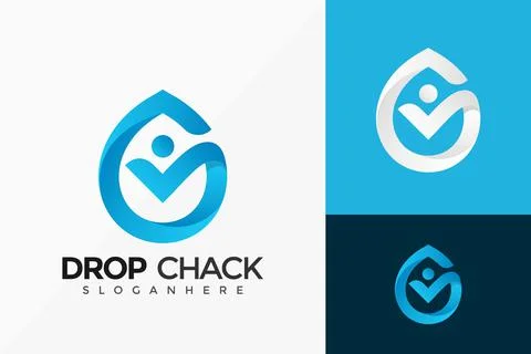 Nature Drop Check Human Logo Vector Design. Abstract emblem, designs concept, 스톡 일러스트