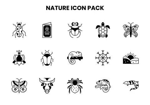 Nature DuoTone Bundle Icons Pack Illustrazione stock