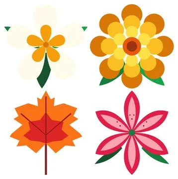 Nature Elements Element, Floral and Leaf Design Collection 스톡 일러스트
