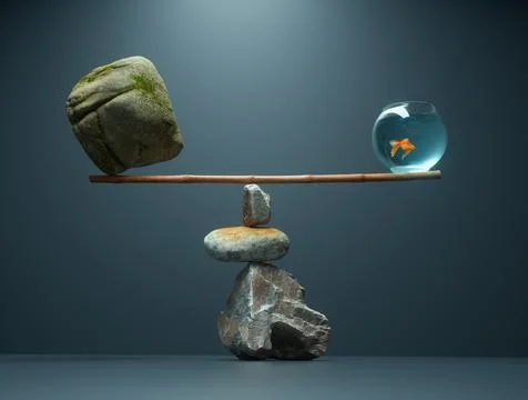 Nature elements standing in balance. Stock Illustration
