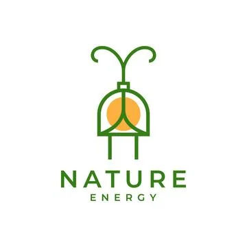 Nature energy plug cable insect green logo design vector icon illustration .. Illustrazione stock