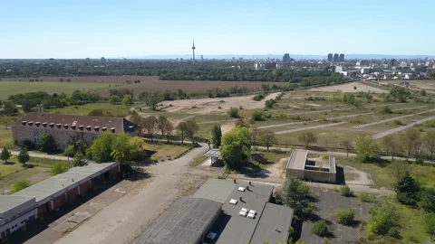 Nature, fields and Mannheim city panorama Vídeos de archivo 144820936